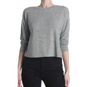 Code X Mode Women's Cross Over Crew Lightweight Long Sleeve Crop Tee Htr Grey LG